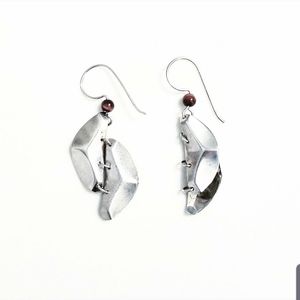 silver geometric bead earrings